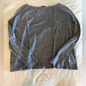GAP Women’s Gray/Blue Open-Knit Crewneck Sweater